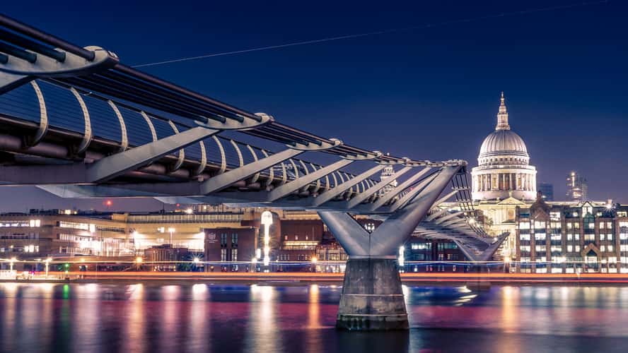 St Paul's Cathedral from under the Millennium Bridge, London