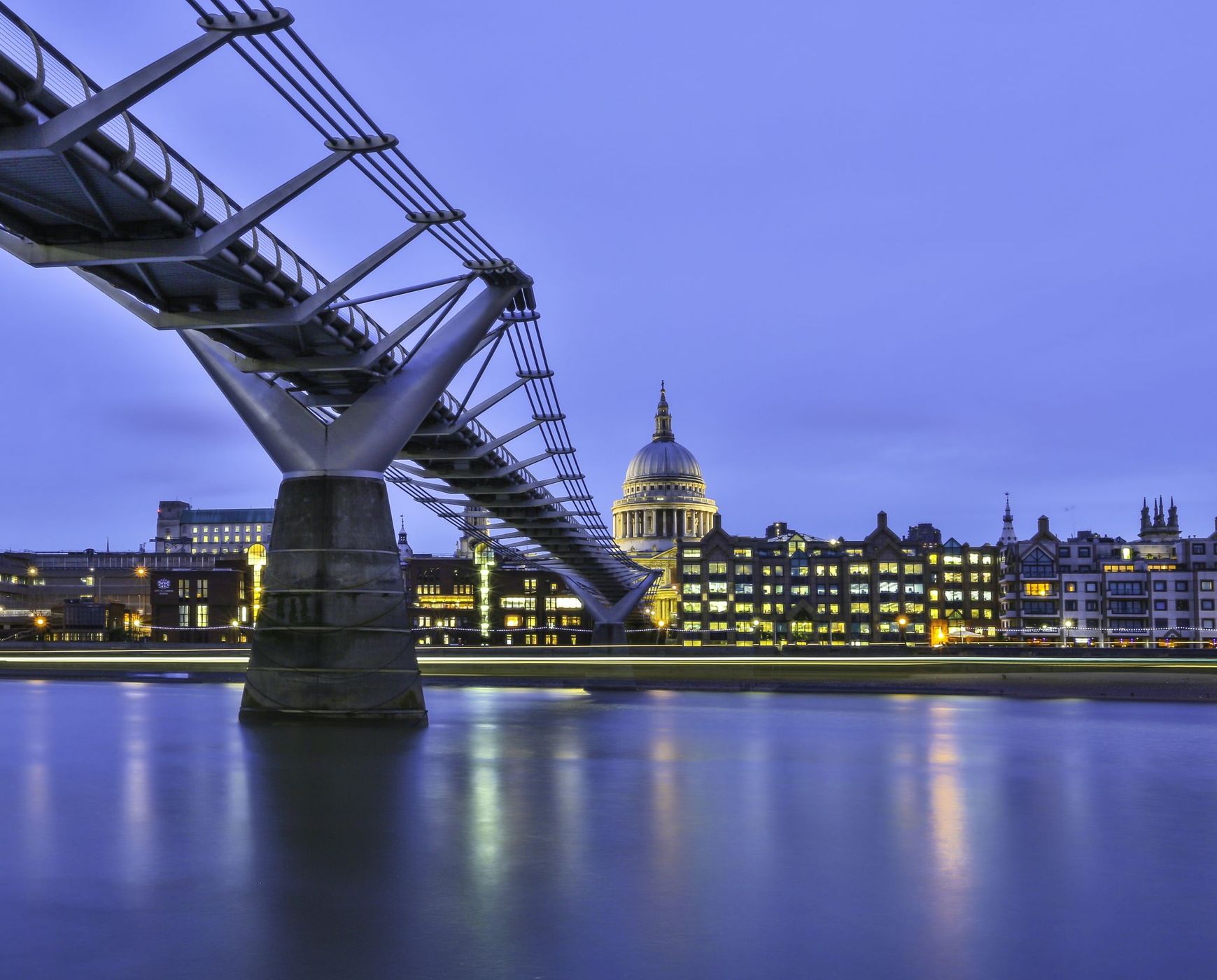 St Paul's Cathedral from under the Millennium Bridge, London, United Kingdom