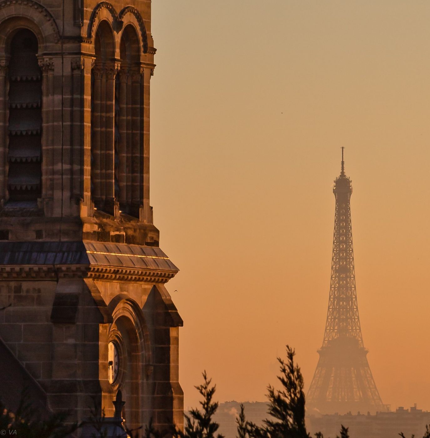 Sunrise time Paris suburbs, France