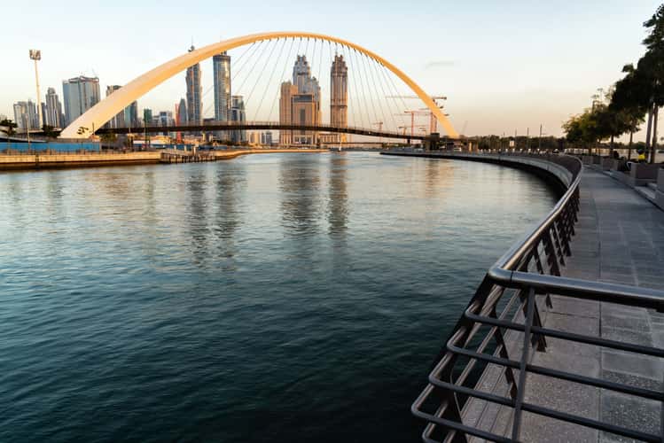 Dubai Water Canal with the Tolerance Bridge
