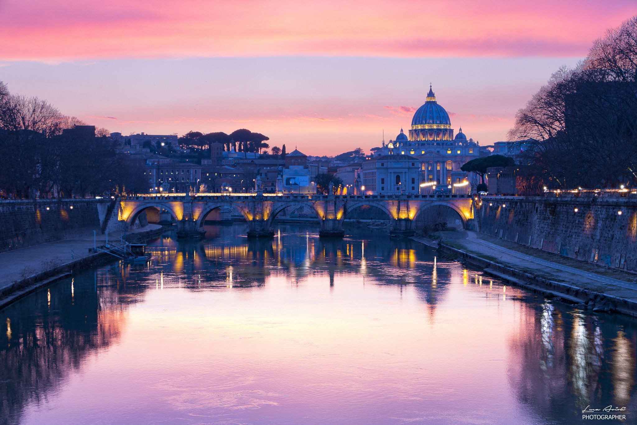 Basilica di San Pietro from Ponte Umberto I, Italy