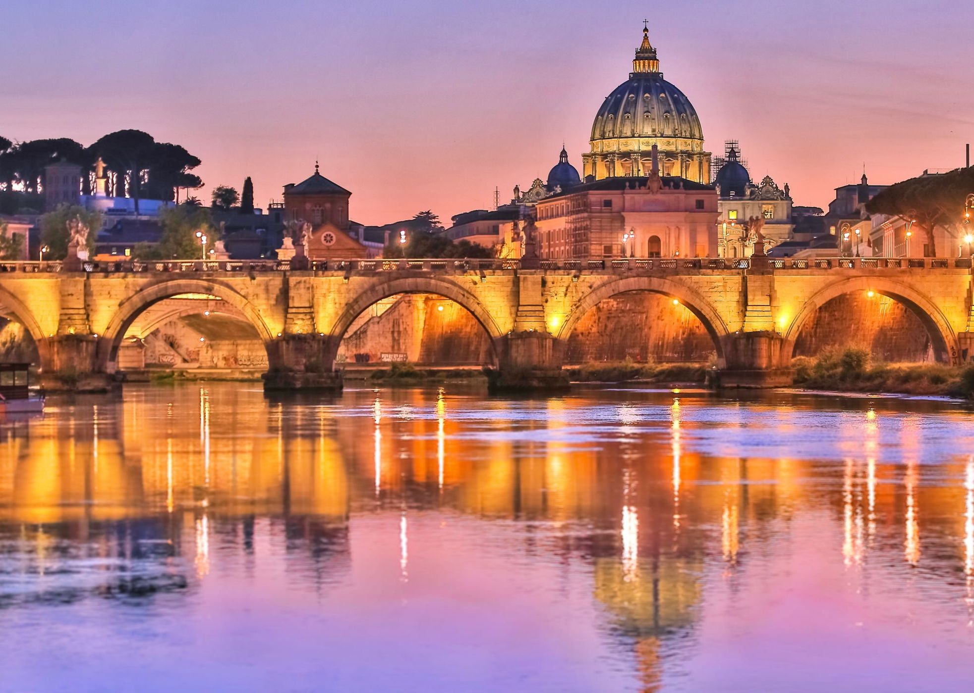 Basilica di San Pietro from Ponte Umberto I, Italy