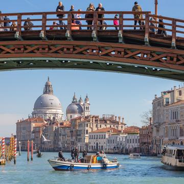 View through the Accademia Bridge in Venice, Italy