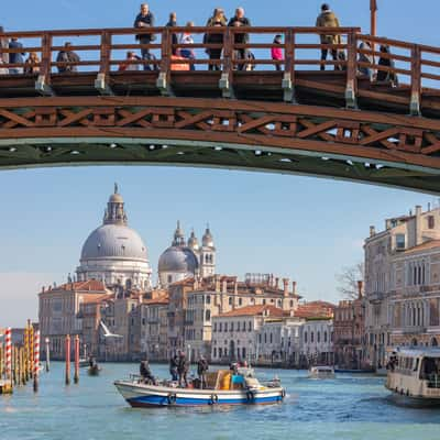 View through the Accademia Bridge in Venice, Italy