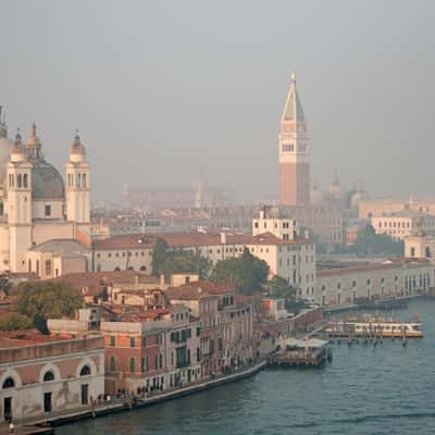 Canal Grande on a foggy day, Italy