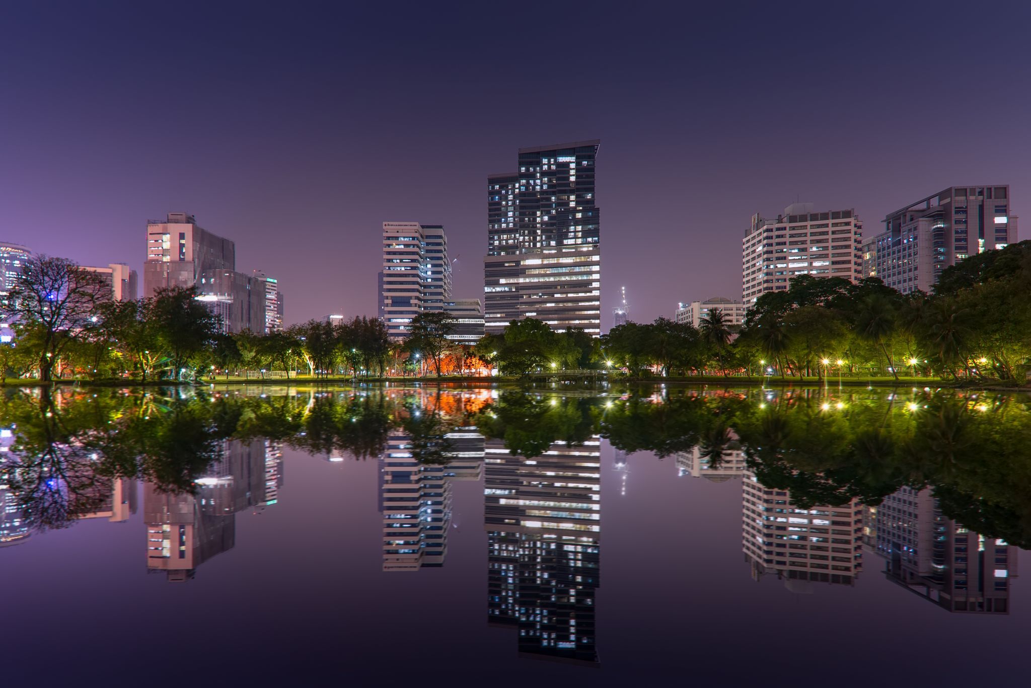 Cityscapes from Lumpini park, Thailand