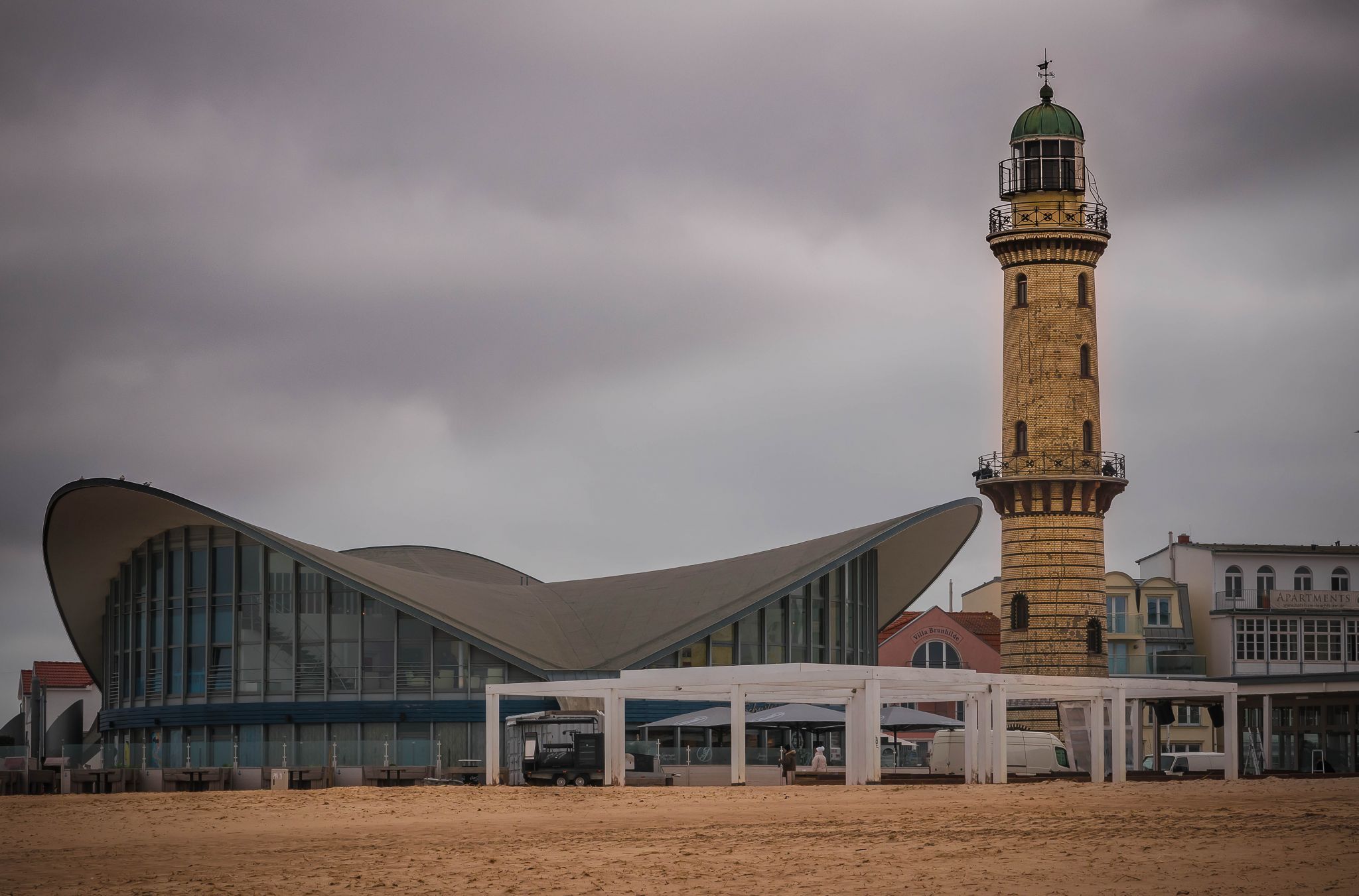 Lighthouse Warnemünde from the Beach, Germany