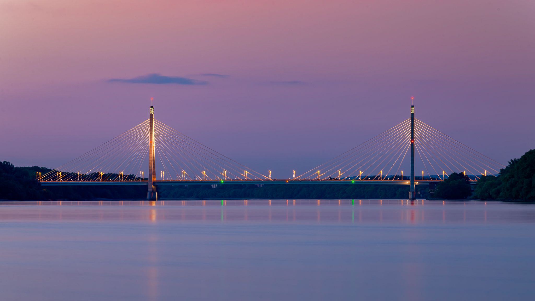 Megyeri bridge from the roman coast, Hungary