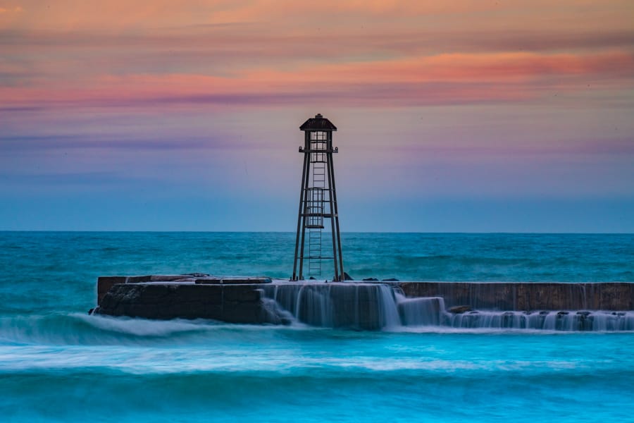 Oamaru Sea Wall  Sunset South Island, New Zealand