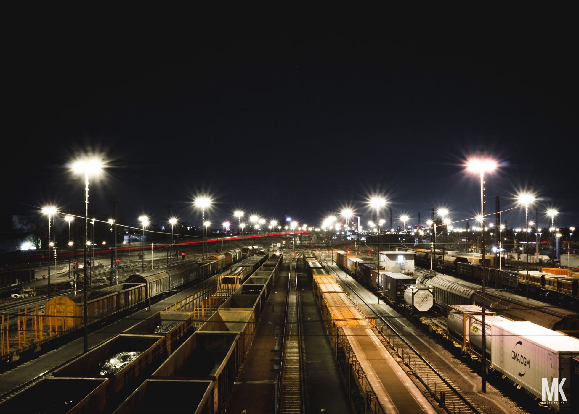 Bridge View of Freight Train Station, Mannheim, Germany