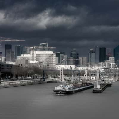 Pont de Suresnes, view on La Defense, Paris, France