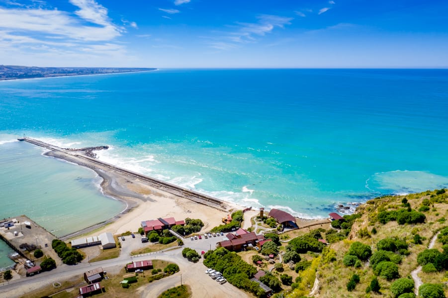 Sea Wall drone shot Oamaru, New Zealand