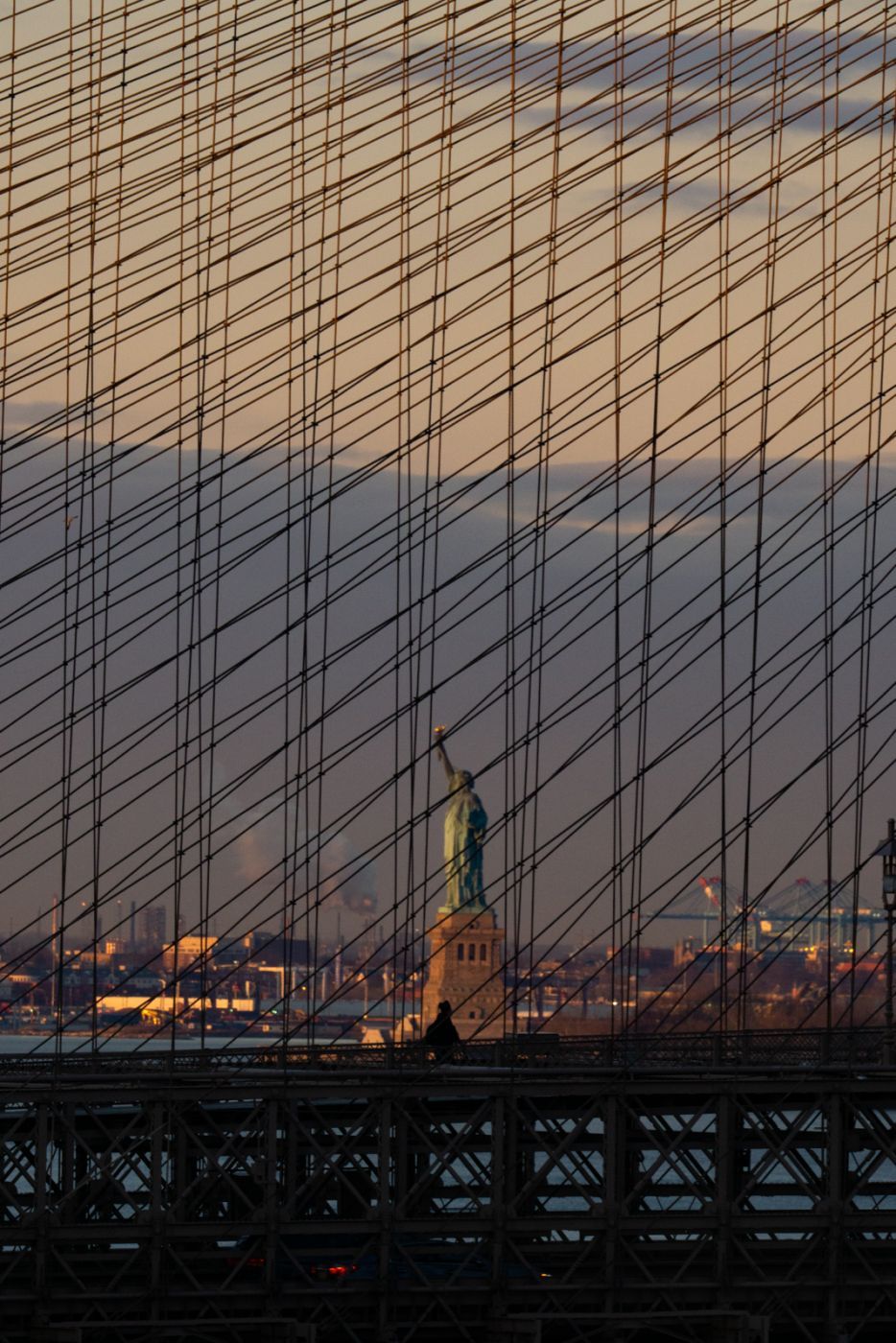Statue Of Liberty From Manhattan Bridge, USA