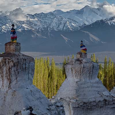 Stupas near Spituk gompa, India