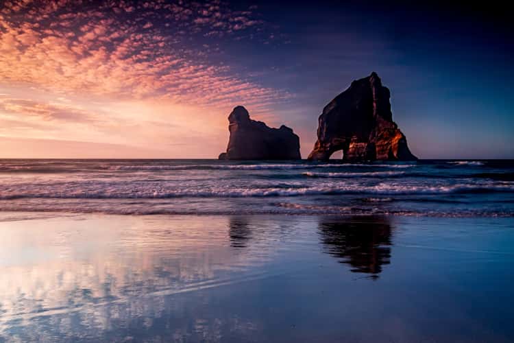 Sunset Wharariki Beach South Island