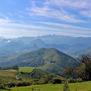 view of the Pyrenees from the little church of the madeleine, France