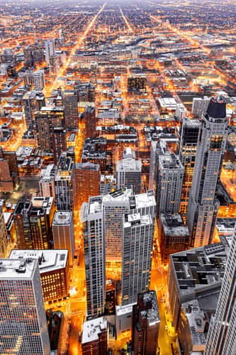 Western view from John Hancock Center, Chicago