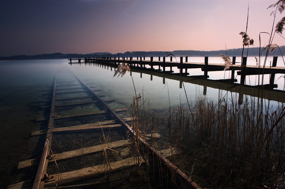 Amersee submerged train track, Germany
