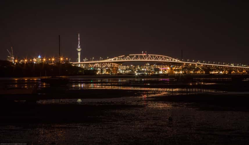 Auckland Harbour Bridge and Sky Tower