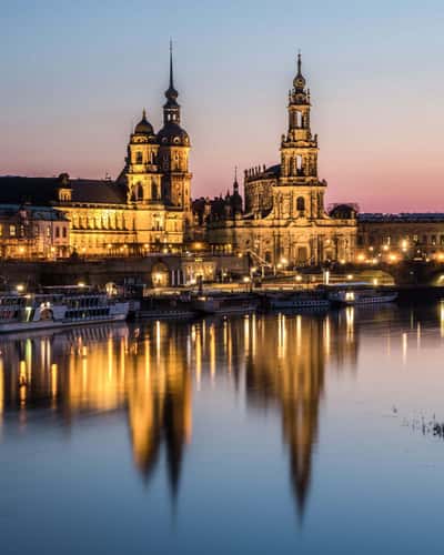 View over Dresden from Carolabrücke