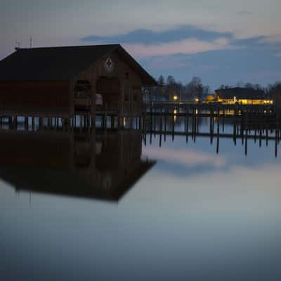 Chiemsee - boathouse at blue hour, Germany