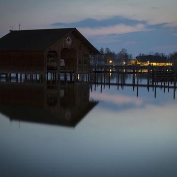 Chiemsee - boathouse at blue hour, Germany
