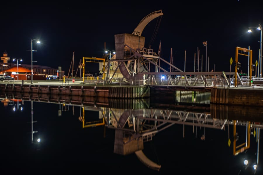 Crane pre dawn Hobart Tasmania, Australia
