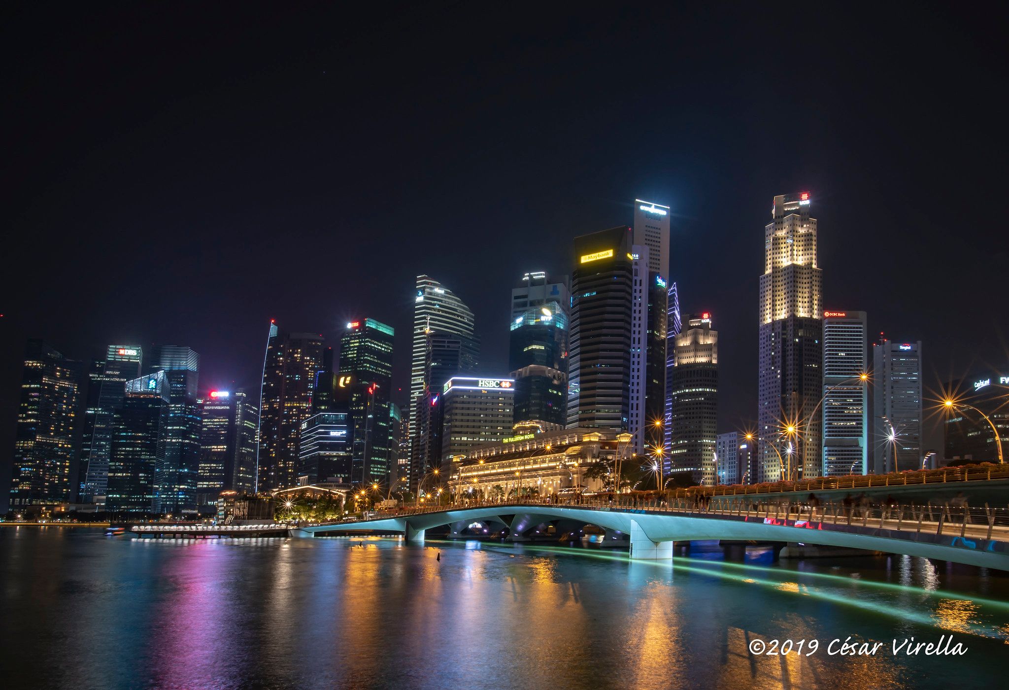 View of Financial District with Jubilee Bridge, Singapore