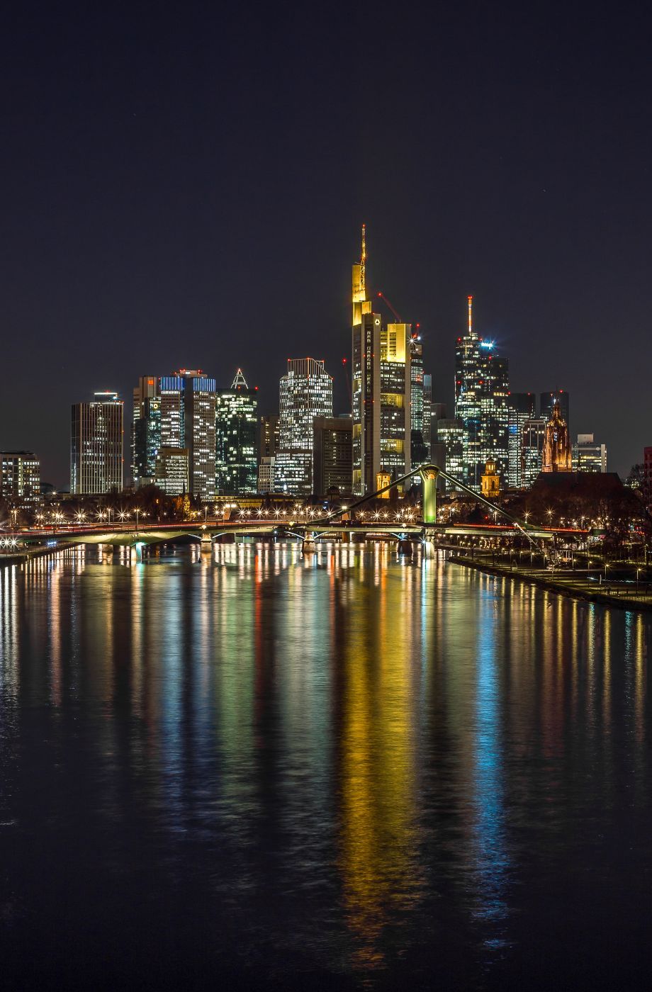 View from “Deutschherrenbridge“, Frankfurt am Main, Germany