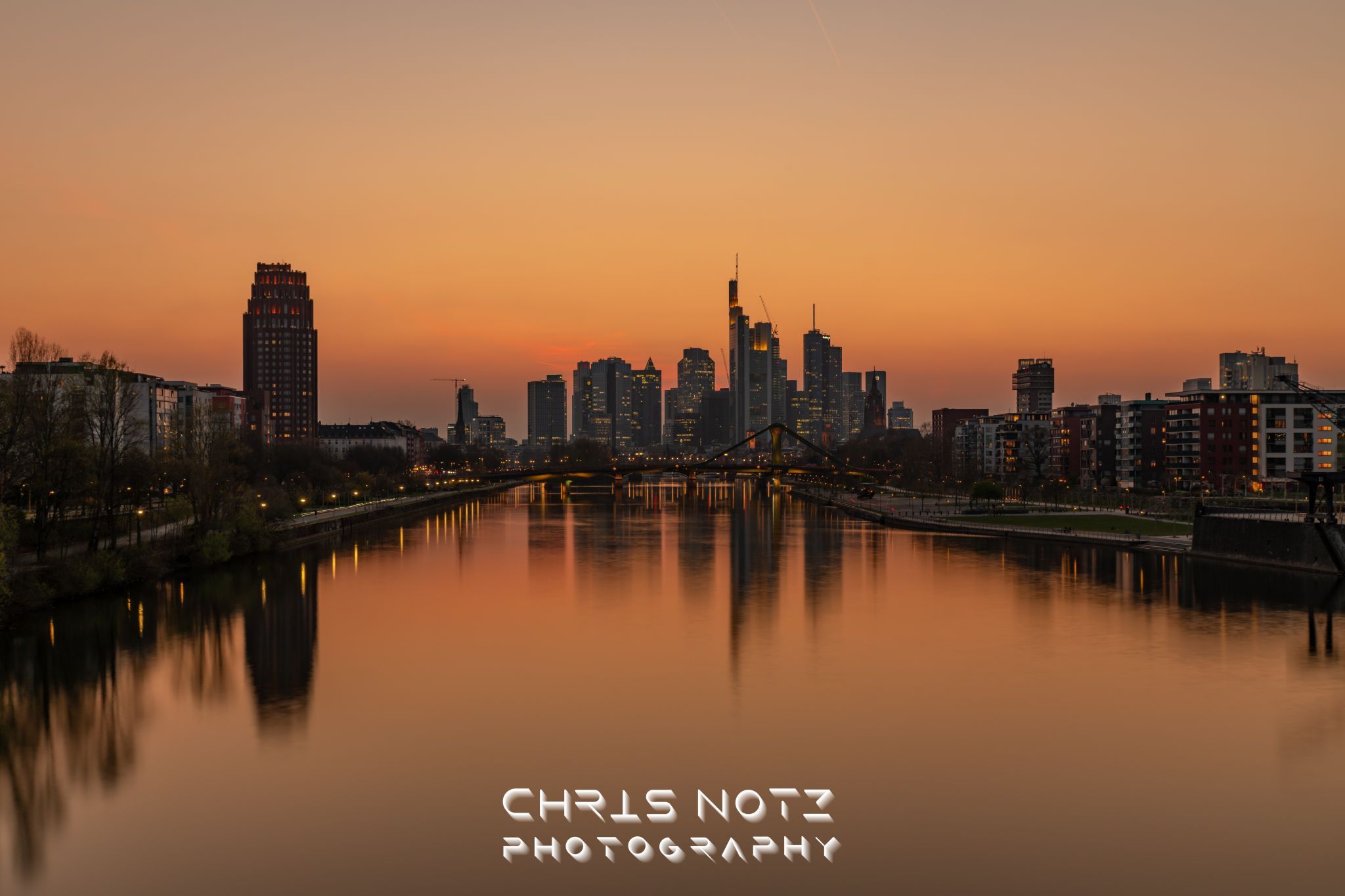 View from “Deutschherrenbridge“, Frankfurt am Main, Germany