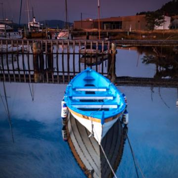 Franklin blue boat blue hour Tasmania, Australia