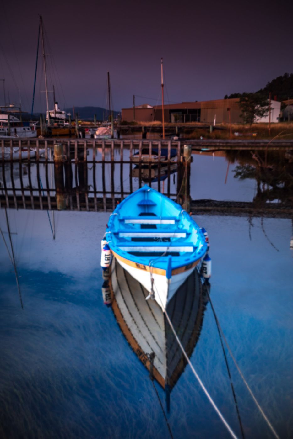 Franklin blue boat blue hour Tasmania, Australia