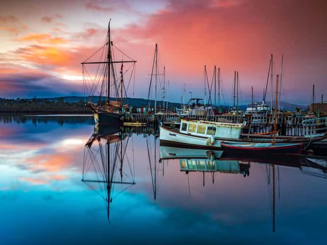 Franklin Blue hour small boat Tasmania