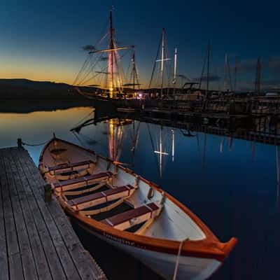 Franklin Blue hour small boat Tasmania, Australia