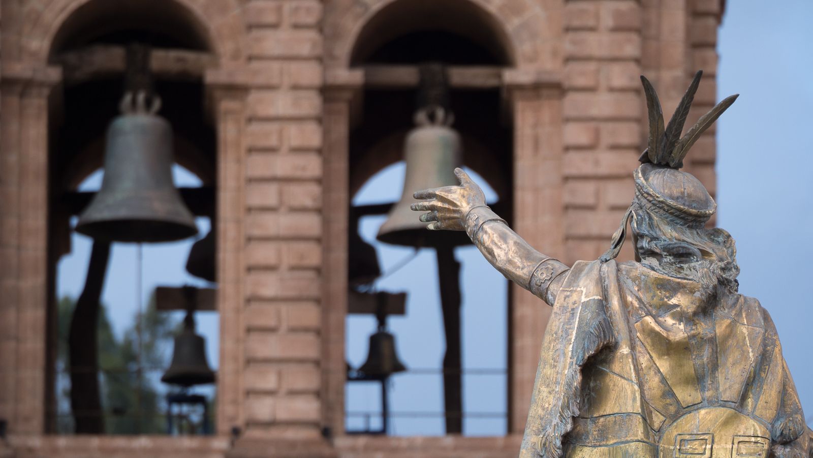 Inca touching bells, Peru