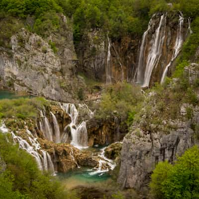 Plitvice National Park, Lower Lakes Waterfall Overview, Croatia