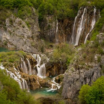 Plitvice National Park, Lower Lakes Waterfall Overview, Croatia