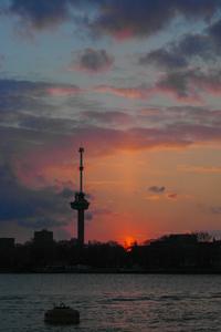 Rotterdam, sunset over the Euromast