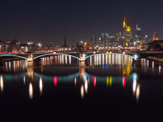 Skyline View at Alte Brücke, Frankfurt am Main