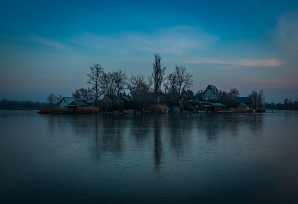 Small island on fishing lake, Hungary