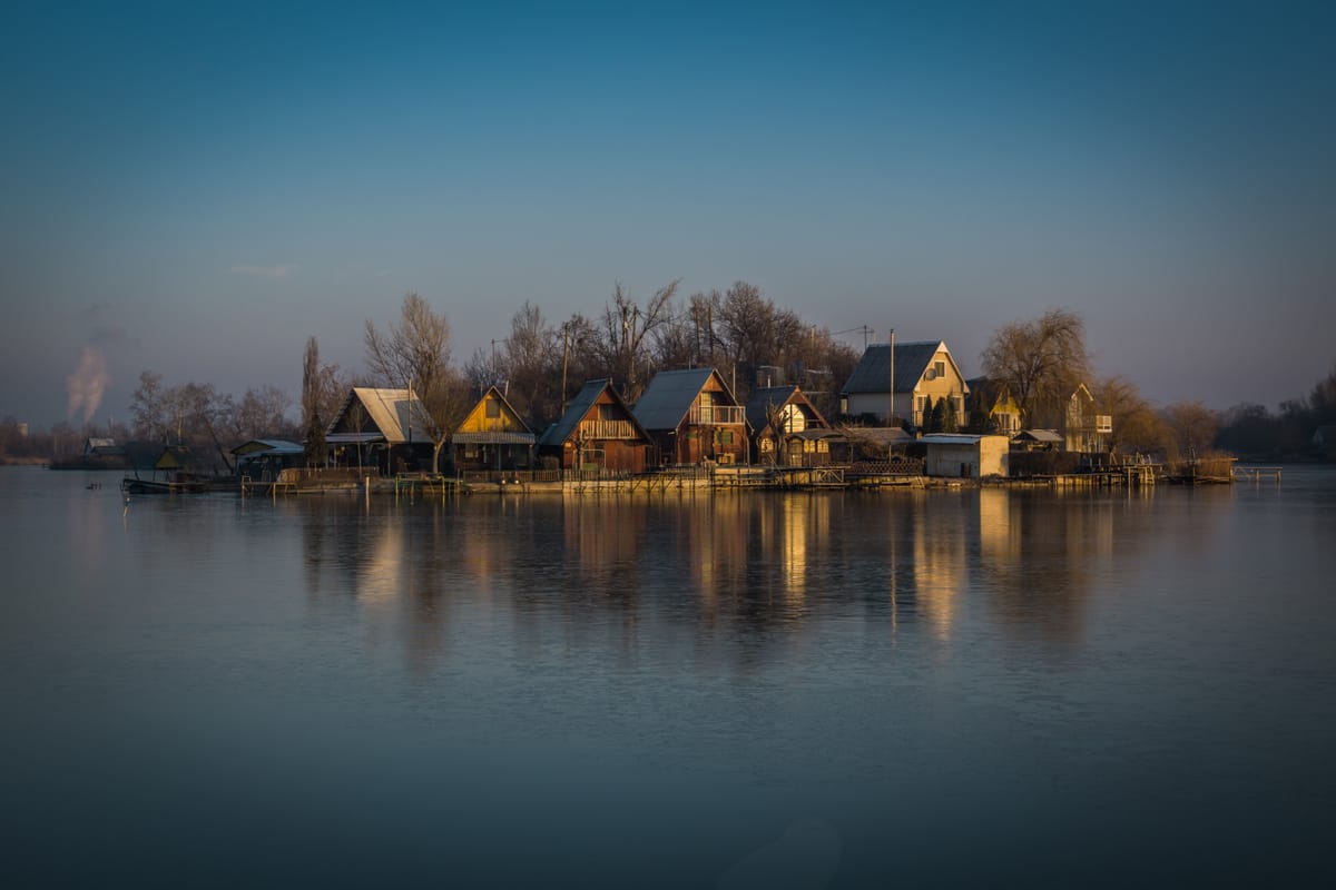 Small island on fishing lake, Hungary