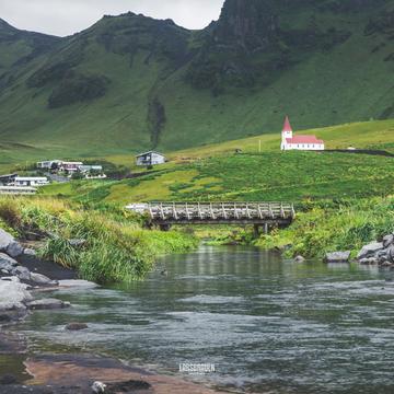 Town of Vík and the chruch, Iceland