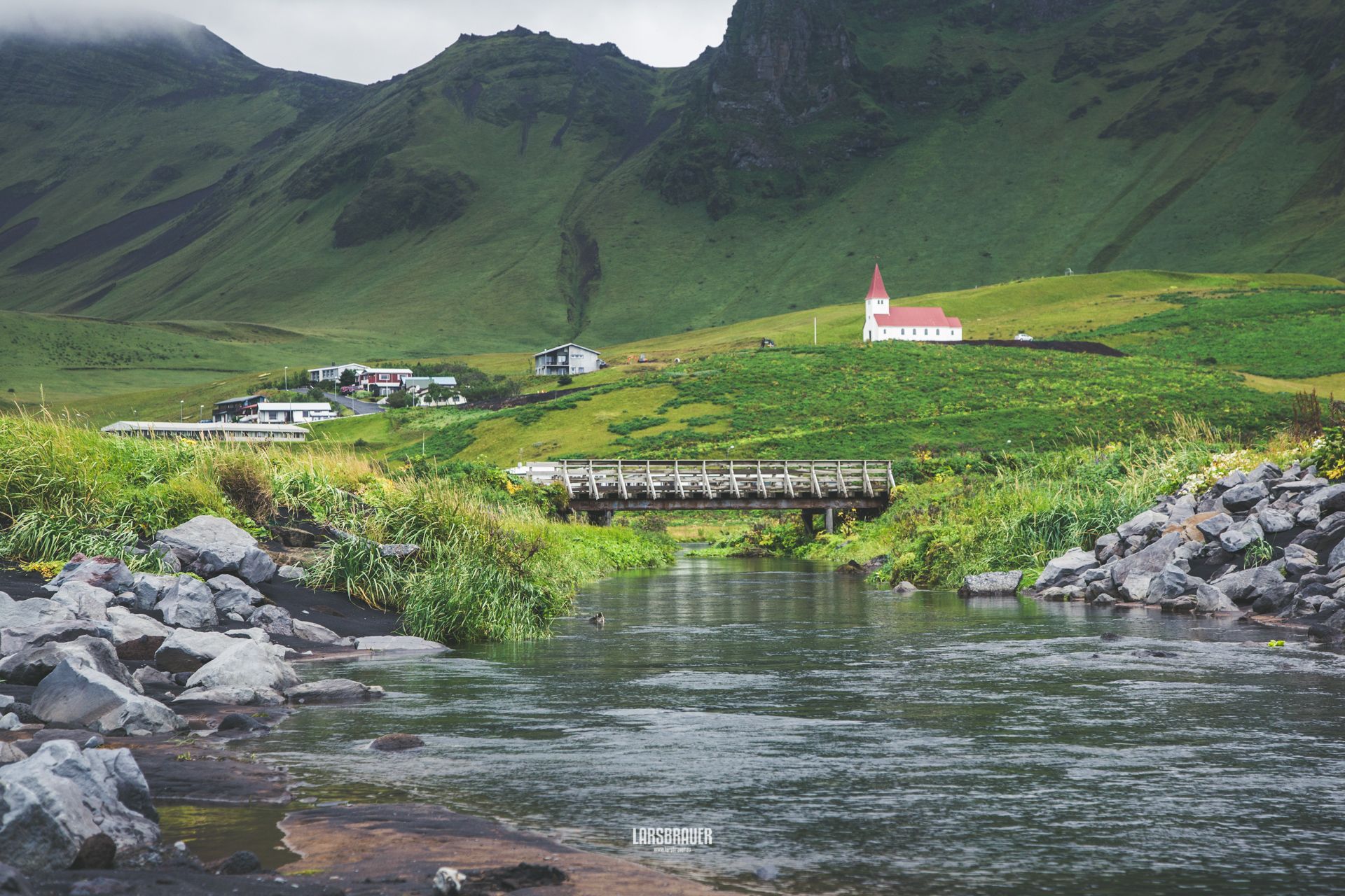 Town of Vík and the chruch, Iceland