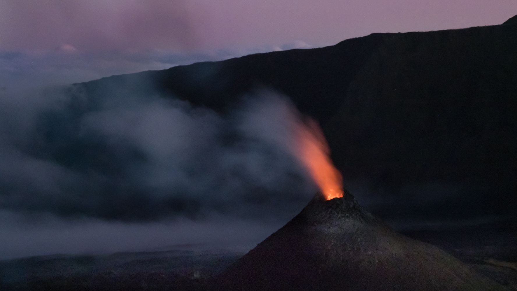 Volcano activity at Piton de la Fournaise, Reunion