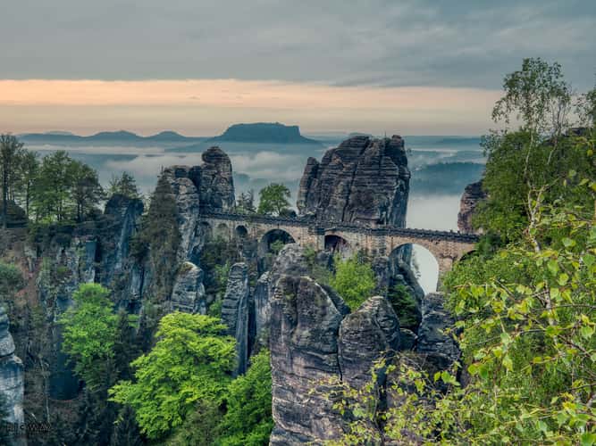 Basteibridge from Ferdinandstein, Saxon Switzerland