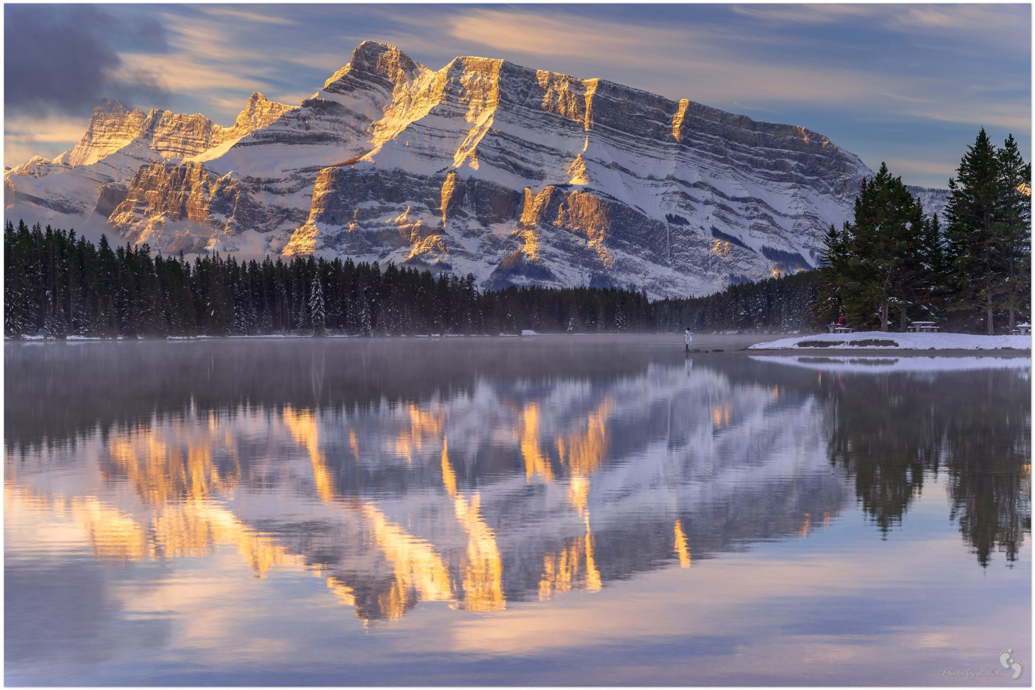 Mt Rundle from 2 Jack Lake, Canada