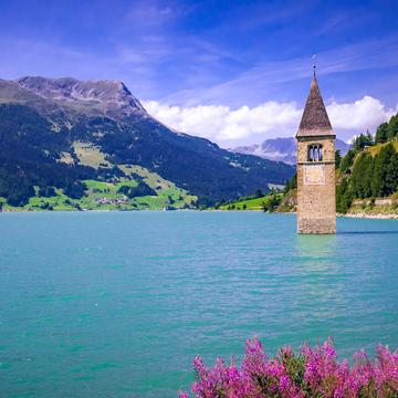 Submerged Church Tower of Graun, Lake Reschen/Resia, Italy