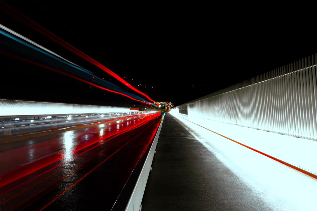 Road to Kirchberg by night, Luxembourg