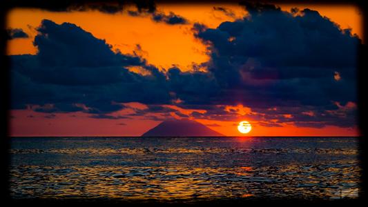Sunset on the Stromboli Volcano