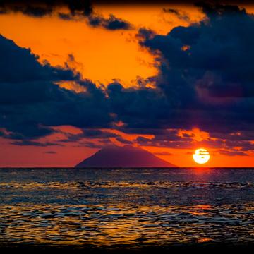 Sunset on the Stromboli Volcano, Italy